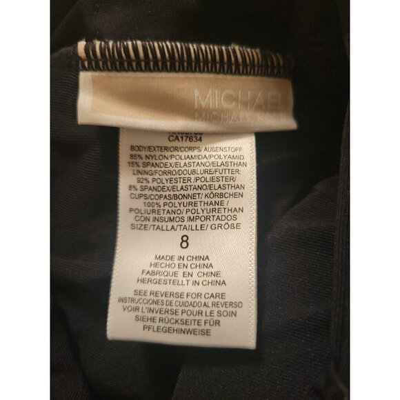 MICHAEL Kors Urban Gypsy High Neck Shirred Cross Front One-Piece Black 8 - Picture 4 of 4